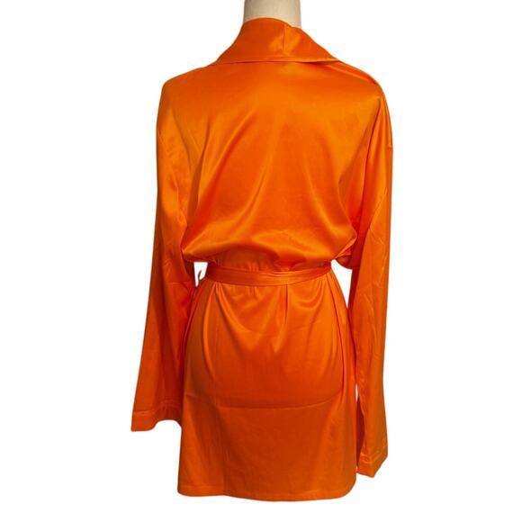 Savage X Fenty Satin Robe Orange Medium Belted Loungewear Size Medium - Picture 2 of 5